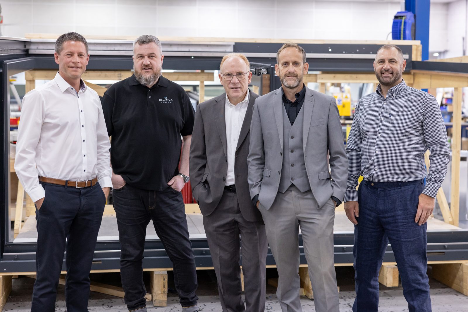 Far Left: James Botwright, technical director; Ben Rumbelow, commercial director; Jeremy Dunn, compliance director; Jon Shooter, group managing director; far right: Andy Rochford, financial director.